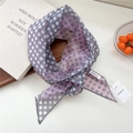 Foulard étroit à pois en lavande et rose pour cheveux et décoration de sac - Bicolore Pois Peints Rose Gris (28be)