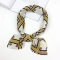 Elegant thick cotton linen scarf with geometric floral print and silky beige finish - Mirror Flower Pattern (FJ7016)