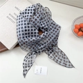 Foulard fin bleu gris à pois marrons et bandeau de mode avec coupe en diagonale - Bicolore Pois Peints Bleu Beige (29be)