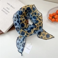 Foulard long et fin jaune à pois bleu marine, utilisé comme ruban de cheveux chic - Bicolore Grosses Bulles Jaune Bleu (31be)