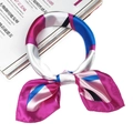 Elegant geometric color-block satin scarf with magenta and royal blue patterns - Rose Blue Black White Color Block Style (5053)