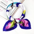Silk satin square scarf featuring vibrant geometric color blocking and glossy finish - Modern Art Geometric Color Block Style (5052)