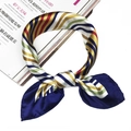 Striped satin silk scarf in gold, red, and navy blue with a glossy finish - Gold Red Navy Dark Green Stripe Style (5057)