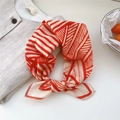 Schicker orange-cremefarbener Baumwollschal mit geometrischem Muster auf Leinenstoff - 02B Geometrisches Muster Orangerot
