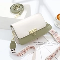 Olive green and cream mini crossbody bag with clover charm and dual straps - Green