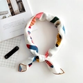 Linen texture scarf with vibrant geometric patterns and colorful dots in knotted style - Christmas Sock White