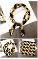 Detail of silk square scarf with 3D geometric patterns and black leather buckle - Yellow 3D Geometric