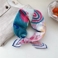 Retro cotton neck scarf with blue and pink geometric starfish print for women - 14B Ocean Theme Print