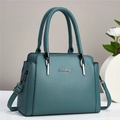 Borsa tote in pelle litchi verde scuro con manici tondi e tracolla staccabile - Verde