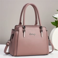 Borsa a mano da donna in pelle PU rosa polvere con grana litchi e tracolla regolabile - Rosa