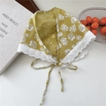 Ginger yellow floral cotton neck scarf with lace trim for women's outdoor styling - Flower Yellow