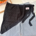 Detail of black lace crochet wrap skirt with floral embroidery over blue jeans - Triangle Tie Wrap / Black (Triangle Style)
