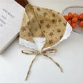 Floral cotton neck scarf with heart lace trim in yellow for summer outfits - Flower Yellow