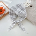 Lightweight black and white plaid cotton linen scarf with decorative lace edge label - Off-White Large Gingham