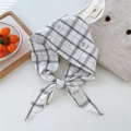 Classic black and white checkered cotton linen headband with knot and fringe detail - Distressed White Gingham