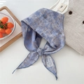 Blue and purple plaid cotton scarf featuring trendy distressed holes and lace label detail - Distressed Blue Purple Gingham