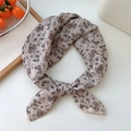 Chic beige cotton linen square scarf featuring retro floral patterns and brown edges - Scarf Style / Plumeria Apricot