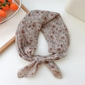 Chic floral cotton linen scarf with vintage reddish blossoms on a soft beige grey base - Scarf Style / Flowing Flower Apricot
