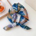 Sciarpa in cotone e lino con motivi geometrici astratti in blu e lilla effetto seta - Foglia Patchwork Arancione (05 Cotone)