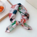 Foulard quadrato in cotone e lino con stampa floreale astratta e bordo in pizzo fine - Griglia Irregolare Rosa (07 Cotone)