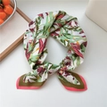 Sciarpa in cotone e lino con stampe floreali rosa e foglie verdi per donne - 65*65cm / Nontiscordardimé Rosa