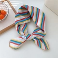 Sciarpa a righe colorate in cotone e lino con bordi dorati a festone per donna - Righe Verdi a Quattro Colori (30 Cotone)