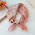 Carré de coton et lin orange et crème avec motifs de feuilles de palmier et style vintage - Villa en Forêt Rose