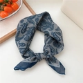 Klassieke grijze bandana sjaal met donkerblauw paisley patroon van lichte stof - 55*55CM / Blauwe Rand Paisley Patroon
