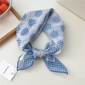 Breathable light blue square scarf featuring classic dots and plaid pattern with brand tag - 2be-Woven Ball Blue / 55*55CM