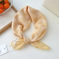 Breathable cotton linen scarf in mustard yellow check pattern for hair or neck styling - 4be-Woven Ball Yellow / 55*55CM