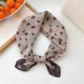 Fashionable leopard print cotton linen square scarf with earth tone abstract patterns - Floral Frame