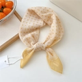 Yellow polka dot silk scarf with bow patterns and delicate white lace trim for women - Dot Bow Yellow (5be)