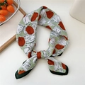 Light green cotton linen floral scarf with orange tulip print tied in a bow - 1 Cotton-Paper Flower Green (Tulip)