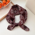 Burgundy bohemian cotton linen scarf with vintage white floral patterns for women - Vintage Wine Red
