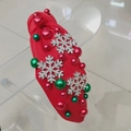Serre-tête de Noël baroque avec tissu rouge, flocons de strass et perles colorées - Flocon de Neige Strass Alliage Rouge / Rouge