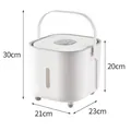Creamy white airtight rice container with dimensions 21x23x30cm and grey handle - 21x23x20cm / White (5kg)
