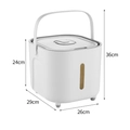 Portable white kitchen rice bin with handle, sealed lid, and clear window, 26x29x24cm - 26x29x24cm / White (10kg)