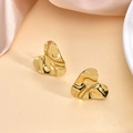 Golden heart-shaped stud earrings with irregular lava texture and S925 stamp finish - Lava Texture Heart Logo Style (EH007)