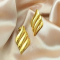 Irregular geometric 304 stainless steel earrings in golden mirror finish - 3D Wavy Wing Style (EH071)