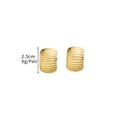 Gold stainless steel textured wide hoop earrings with horizontal ridged design - Wide Semicircular Striped Style (EH003)