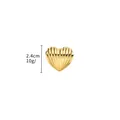 Golden heart-shaped stainless steel earrings featuring vertical pleated texture and gloss - Elegant Vintage Vertical Pleated Heart Style (EH068)