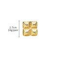 Square gold stainless steel earrings with textured finish measuring 2.7cm and 14g per pair - Square Radiating Texture Style (EH025)