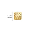 2.4cm square 304 stainless steel earrings with gold quilted pattern design - Square Quilted Texture Style (EH020)