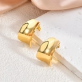 Minimalist vintage C-shape gold stainless steel stud earrings with high-polished finish - Minimalist Vintage Wide-Face C-Shaped Style (EH105)