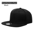 Cappellino snapback a 6 pannelli in twill spazzolato nero con visiera piatta - Nero