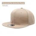 Cappellino hip hop kaki con visiera piatta a sei pannelli in resistente tessuto twill - Cachi