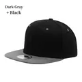 Cappellino snapback a tesa piatta in tessuto misto lana nero e grigio scuro a 6 pannelli - Grigio & Nero