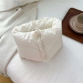 Close-up of white padded snood with buttons on clean bedding for a cozy winter vibe - 15*65cm / Cream