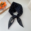 Black cotton neckerchief with white polka dots, shown as a flat lay on a white surface - Black Polka Dot (01Cotton-散点黑)