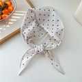 Polka dot white cotton neck scarf and hair band with high quality material - Beige Polka Dot (02Cotton-散点米)